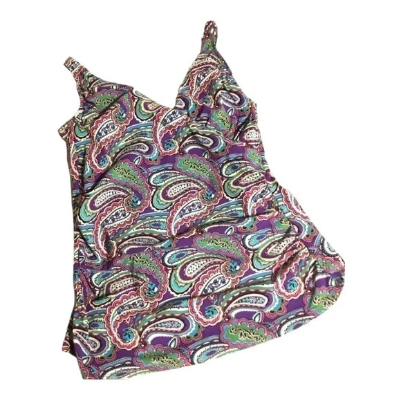 Spanx power Swimsuit paisley swimsuit tankini top sz small - Picture 1 of 3